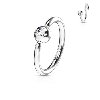 1.2mm Cut Ring with Fixed Front Facing 3mm Clear CZ Gem Ball - Image 6