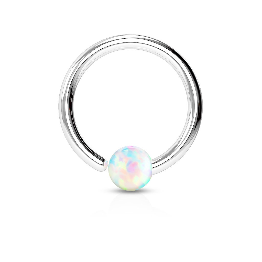 Flexible Cut Ring with Fixed White Opal Ball - Image 3