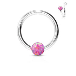Flexible Cut Ring with Fixed Pink Opal Ball