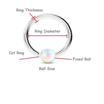 Flexible Cut Ring with Fixed White Opal Ball - Image 2