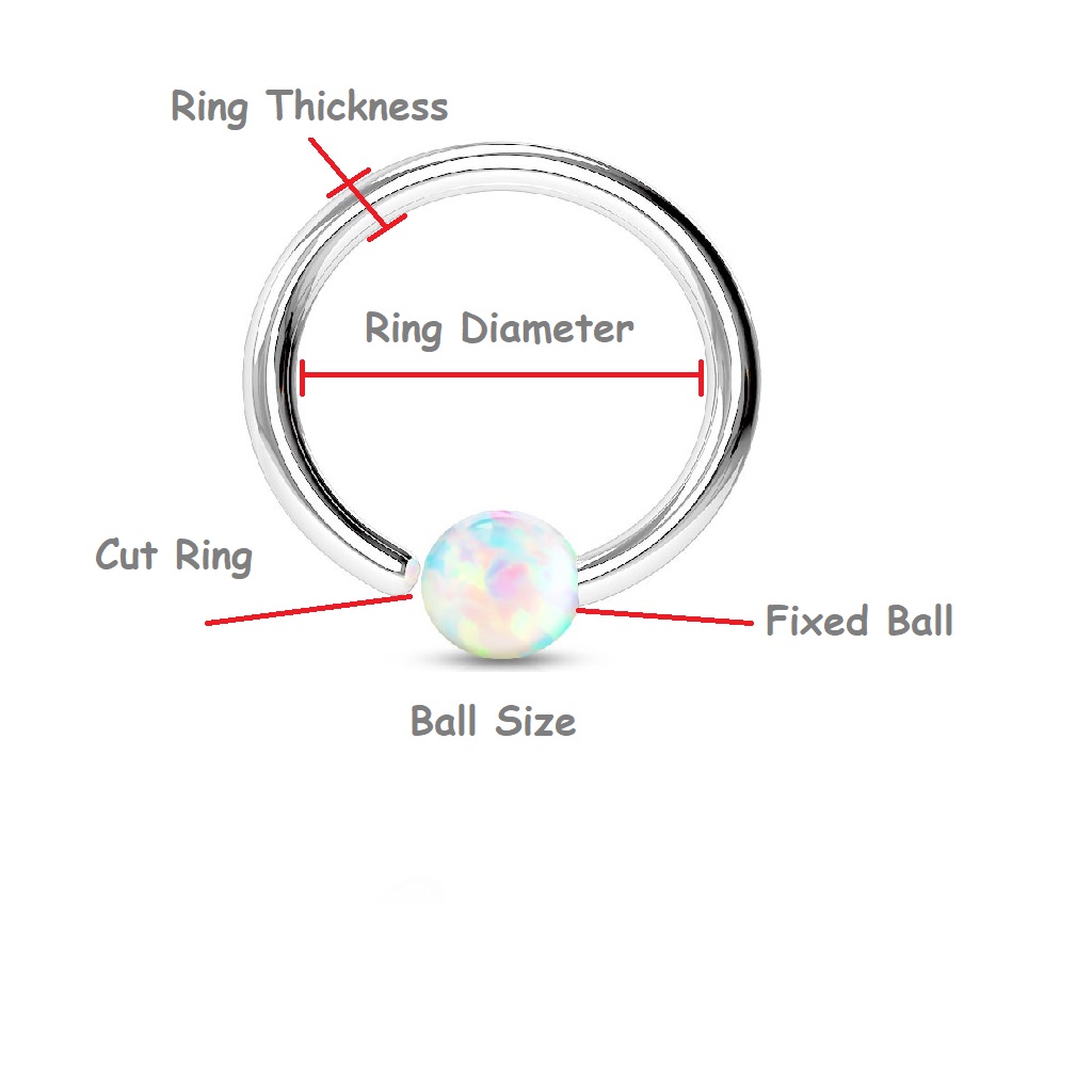 Flexible Cut Ring with Fixed White Opal Ball - Image 2