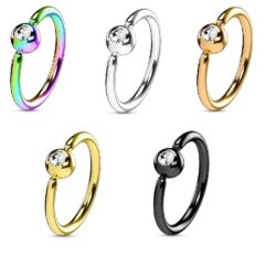 1.2mm Cut Ring with Fixed Front Facing 3mm Clear CZ Gem Ball