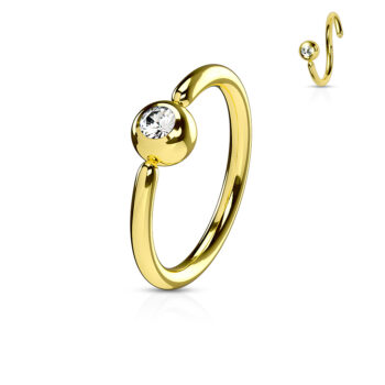 1.2mm Cut Ring with Fixed Front Facing 3mm Clear CZ Gem Ball - Image 5