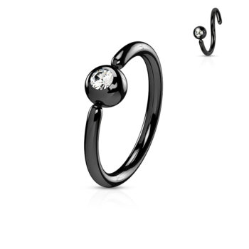 1.2mm Cut Ring with Fixed Front Facing 3mm Clear CZ Gem Ball - Image 4