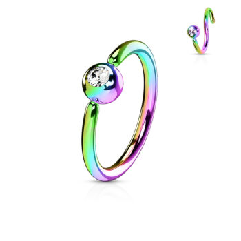 1.2mm Cut Ring with Fixed Front Facing 3mm Clear CZ Gem Ball - Image 2