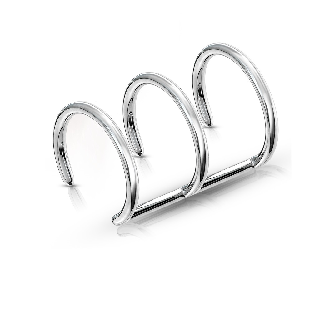 Non Piercing Ear Cuff with a Triple Ring