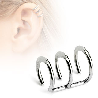 Non Piercing Ear Cuff with a Triple Ring - Image 2