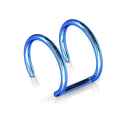 Non Piercing Blue Ear Cuff with a Double Ring