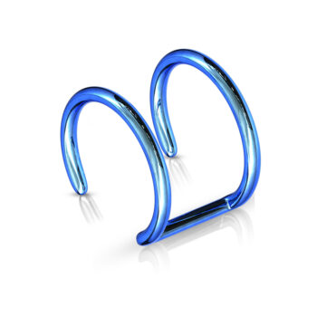 Non Piercing Blue Ear Cuff with a Double Ring
