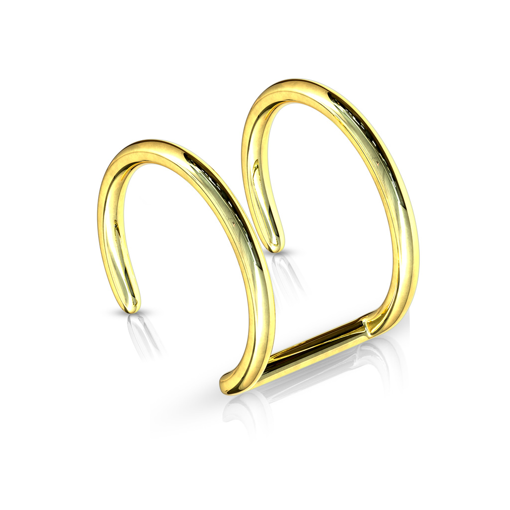 Non Piercing Gold Ear Cuff with a Double Ring
