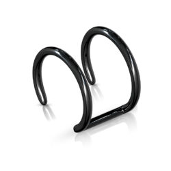 Non Piercing Black Ear Cuff with a Double Ring