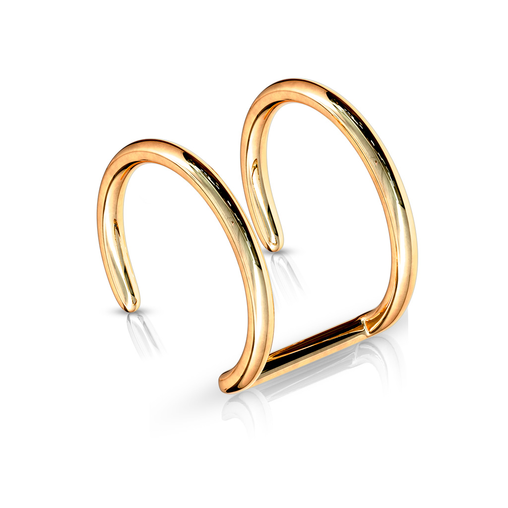 Non Piercing Rose Gold Ear Cuff with a Double Ring