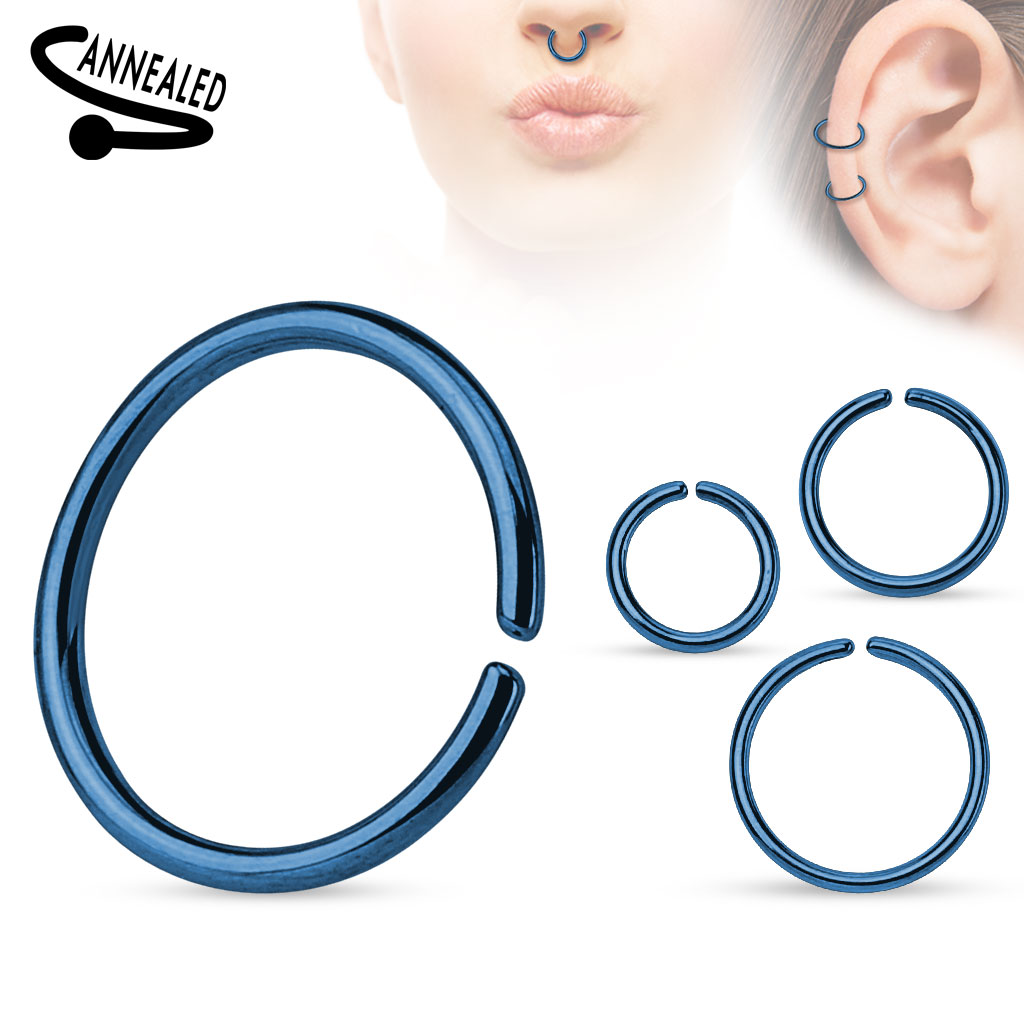 Blue 316L Surgical Steel Cut Ring