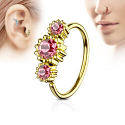 Cut Ring with 3 CZ Gems