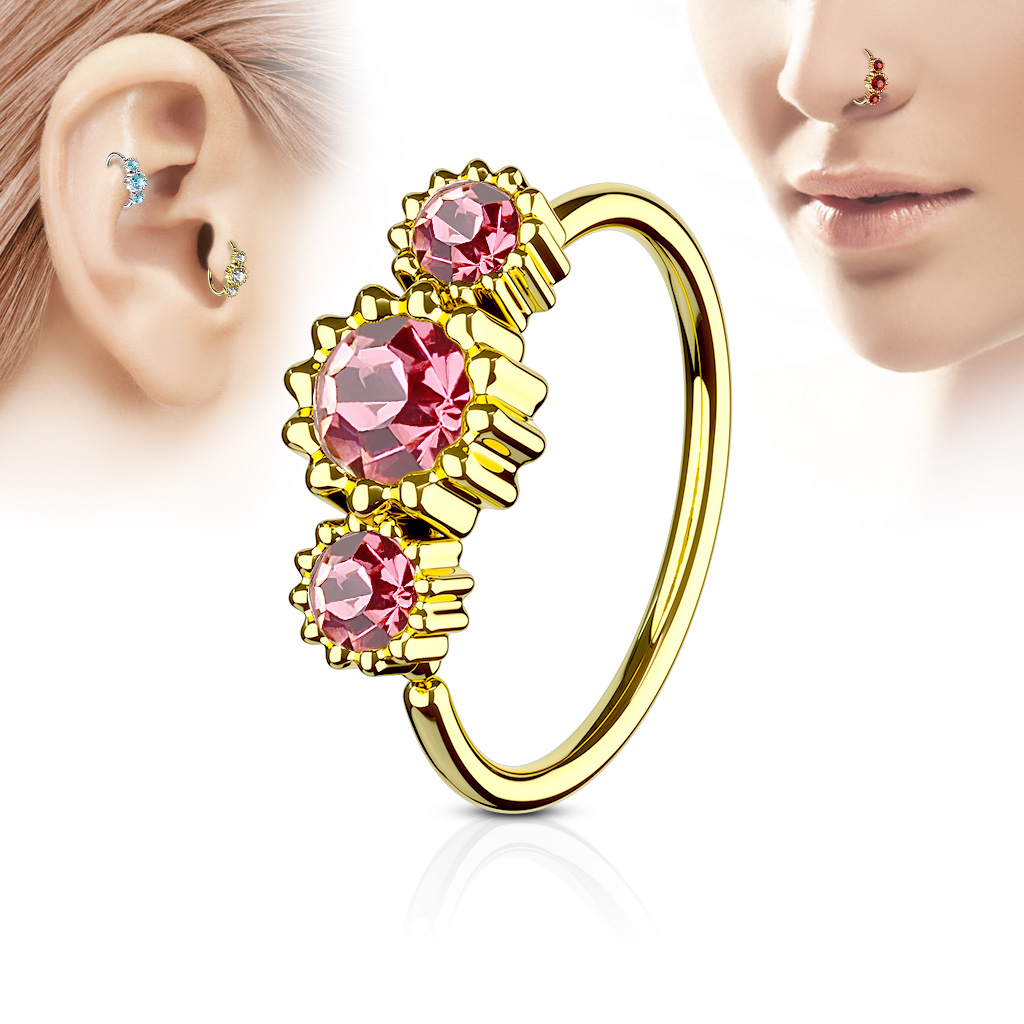 Cut Ring with 3 CZ Gems