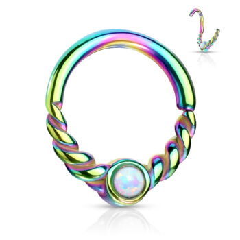 Cut Ring with 2mm White Synthetic Opal