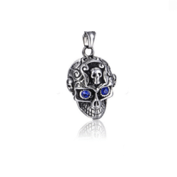 Blue Eyed Skull Pendant