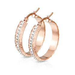 Clear Gems Rose Gold Hoop Earrings