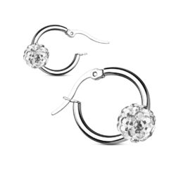 Hoop Earrings with a Clear Crystal Ball