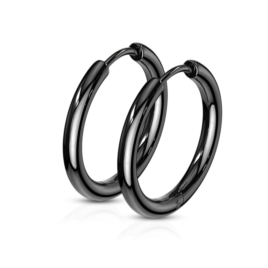 Black Hinged Seamless Sleeper Earrings - Image 5