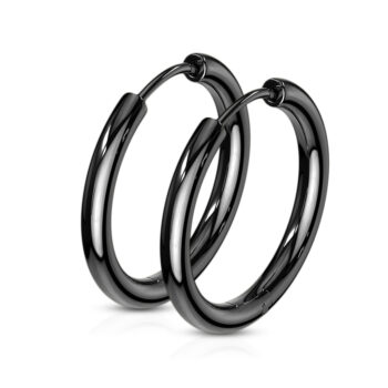 Black Hinged Seamless Sleeper Earrings - Image 4