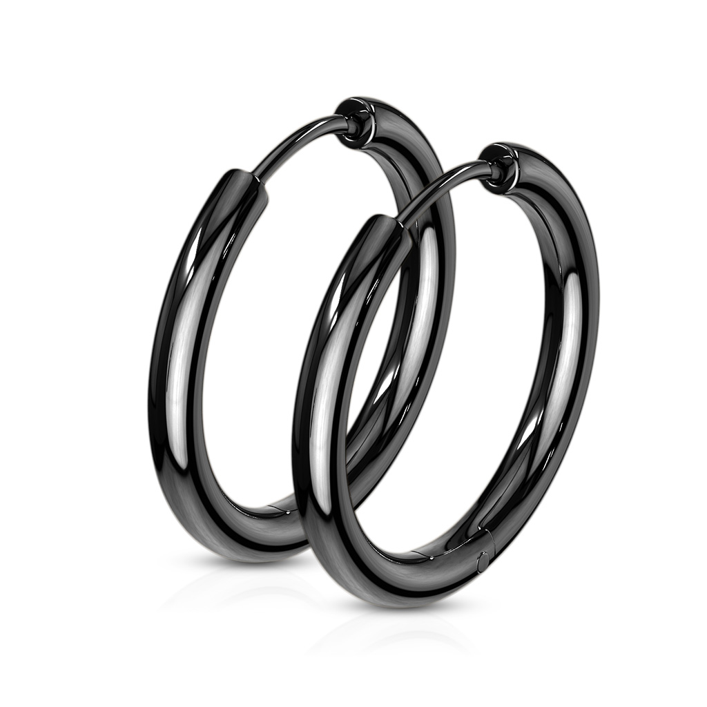 Black Hinged Seamless Sleeper Earrings - Image 4