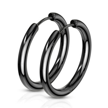 Black Hinged Seamless Sleeper Earrings - Image 3