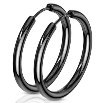 Black Hinged Seamless Sleeper Earrings - Image 2