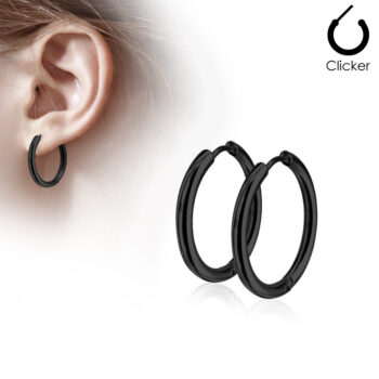Black Hinged Seamless Sleeper Earrings - Image 7
