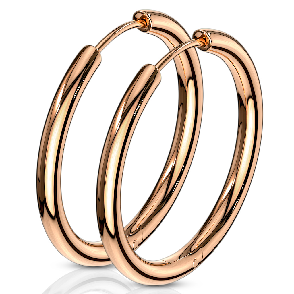 Rose Gold Hinged Seamless Sleeper Earrings - Image 2