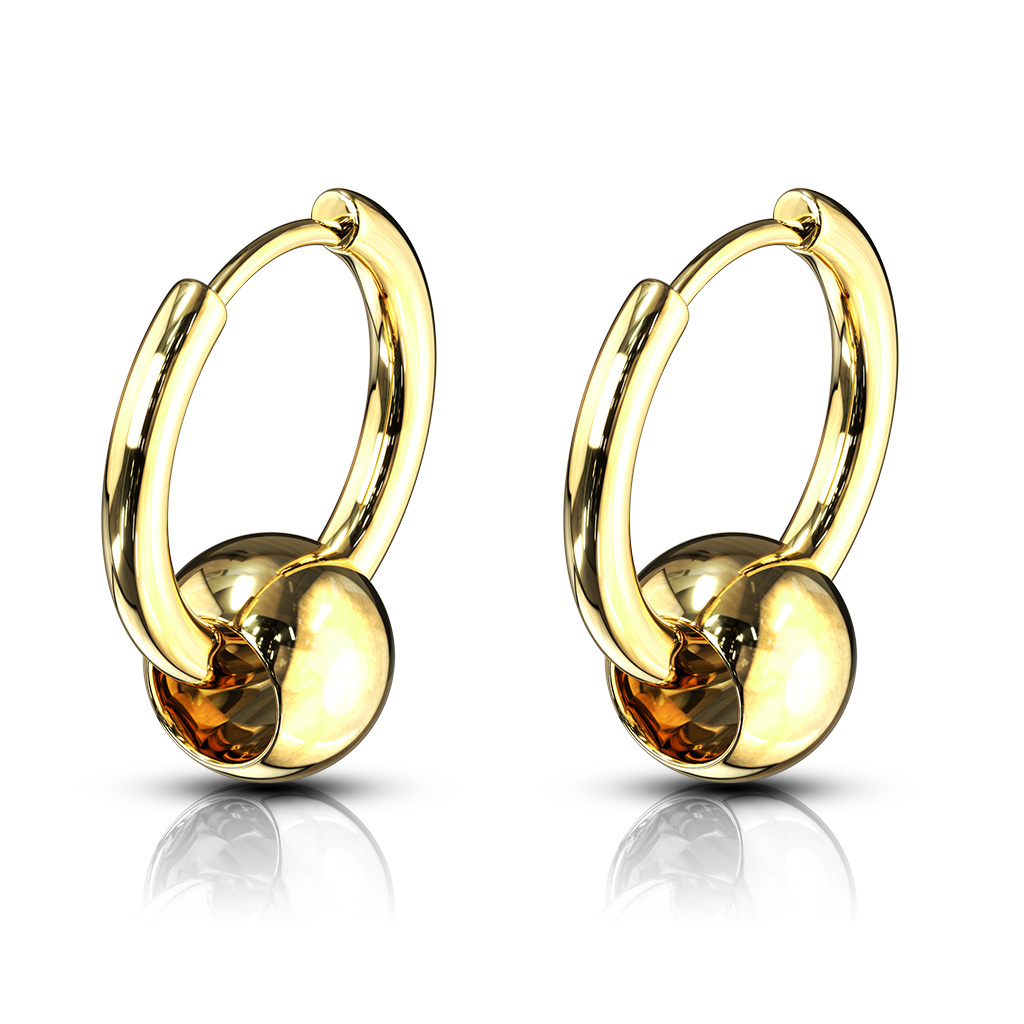 Gold Hoop Earrings with a Ball
