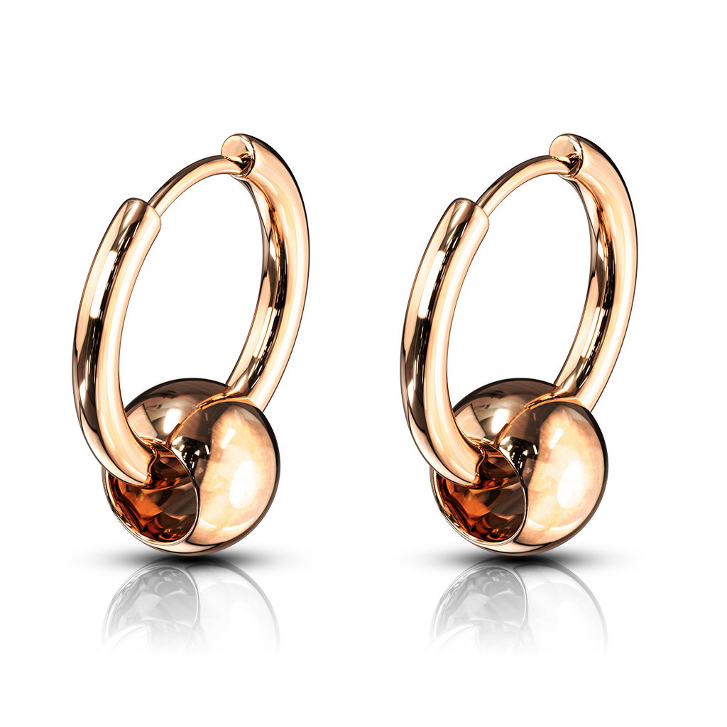 Rose Gold Hoop Earrings with a Ball