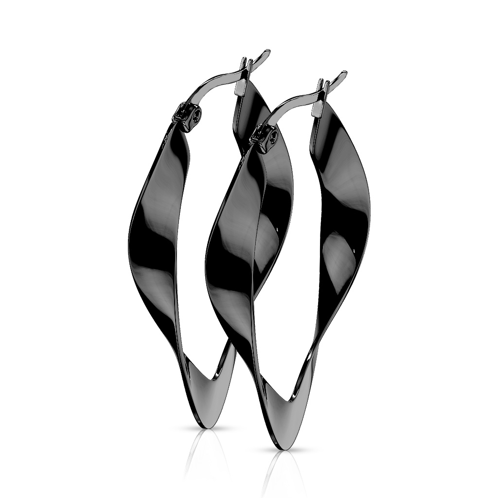 Black Twisted Hoop Earrings