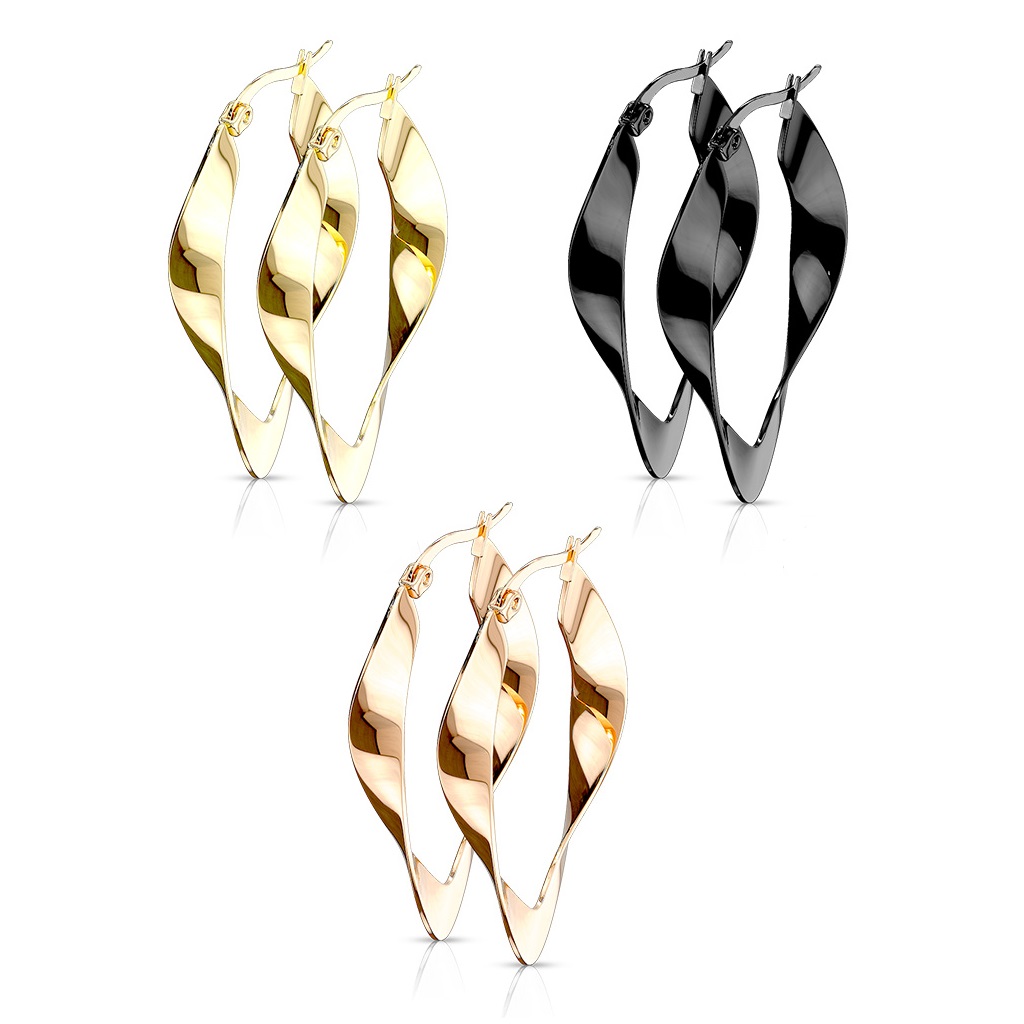 Black Twisted Hoop Earrings - Image 2