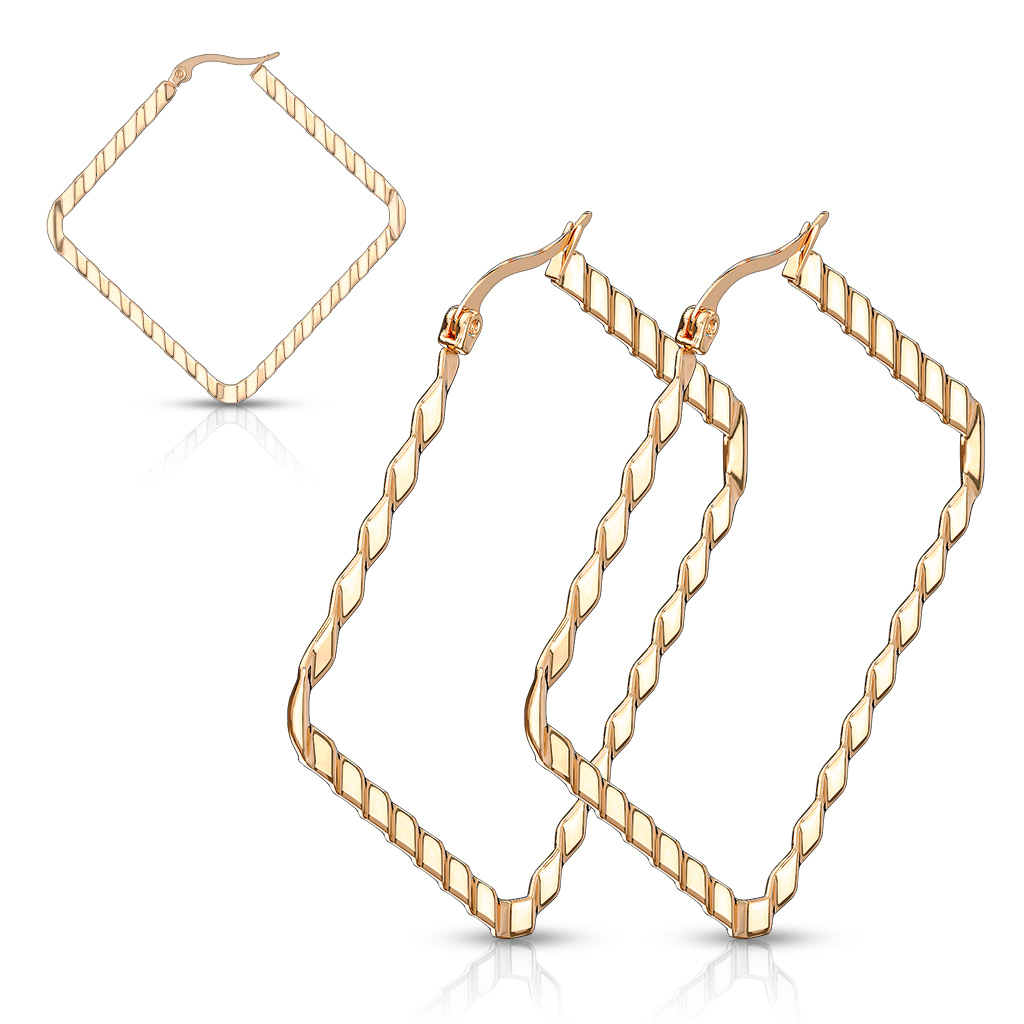 Rose Gold Square Hoop Earrings