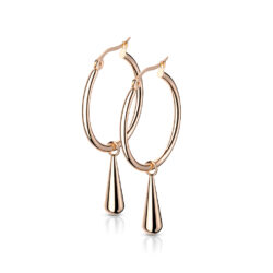 Hoop Earrings with a Tear Drop Dangle
