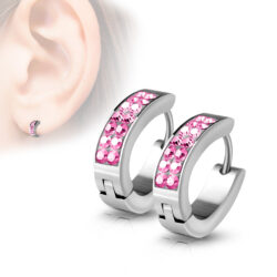 Pink Crystals Huggie Earrings
