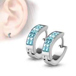 Aqua Crystals Huggie Earrings