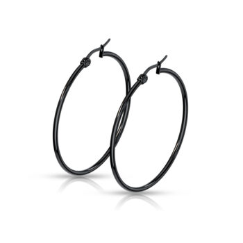 Black Hoop Earrings - Image 4