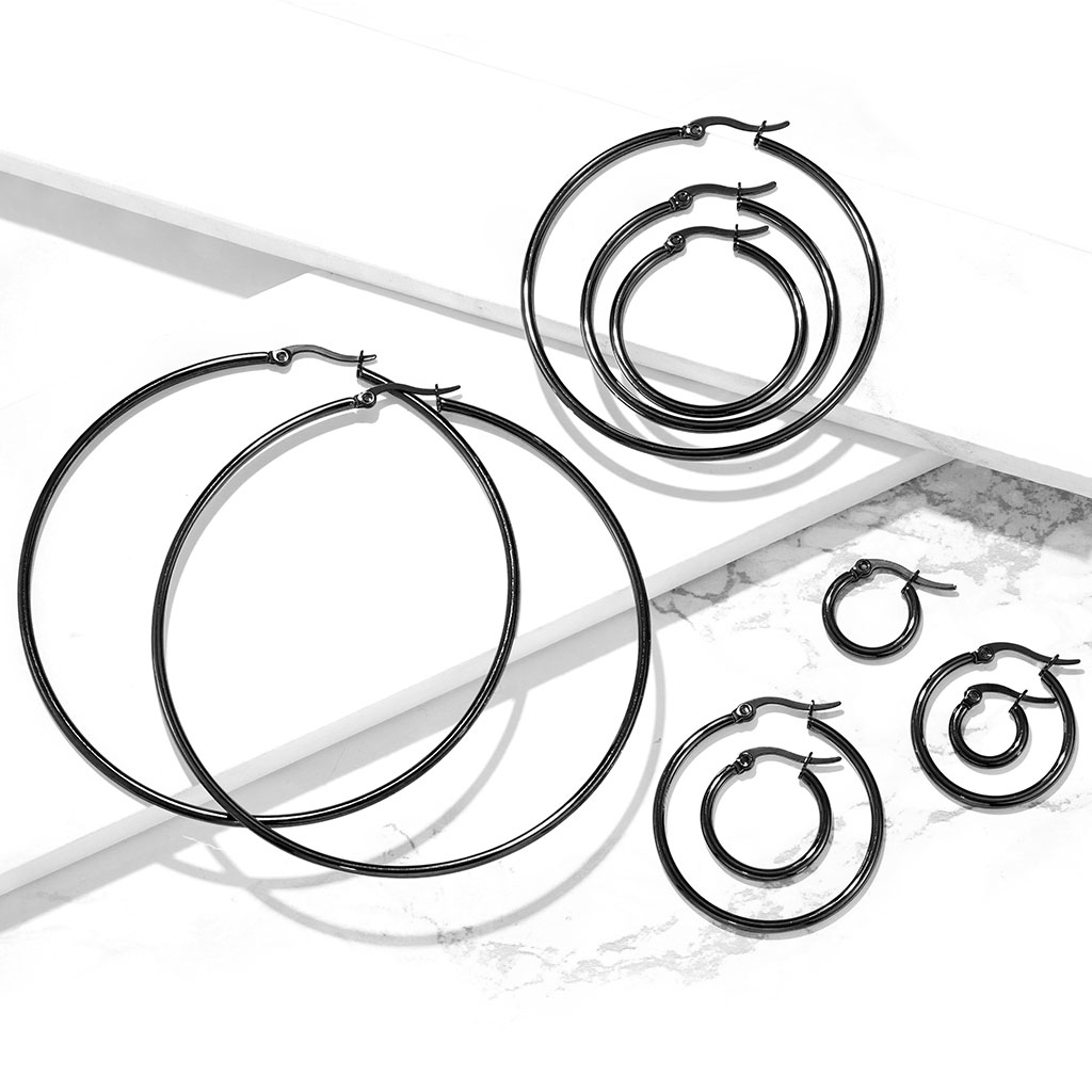 Black Hoop Earrings - Image 13