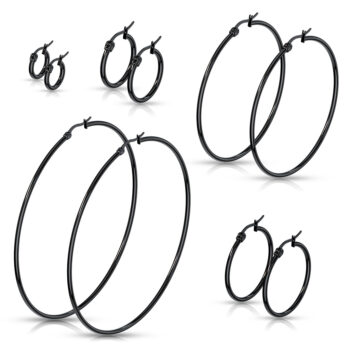 Black Hoop Earrings