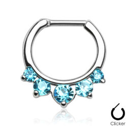 Clicker Ring with 5 CZ Gems