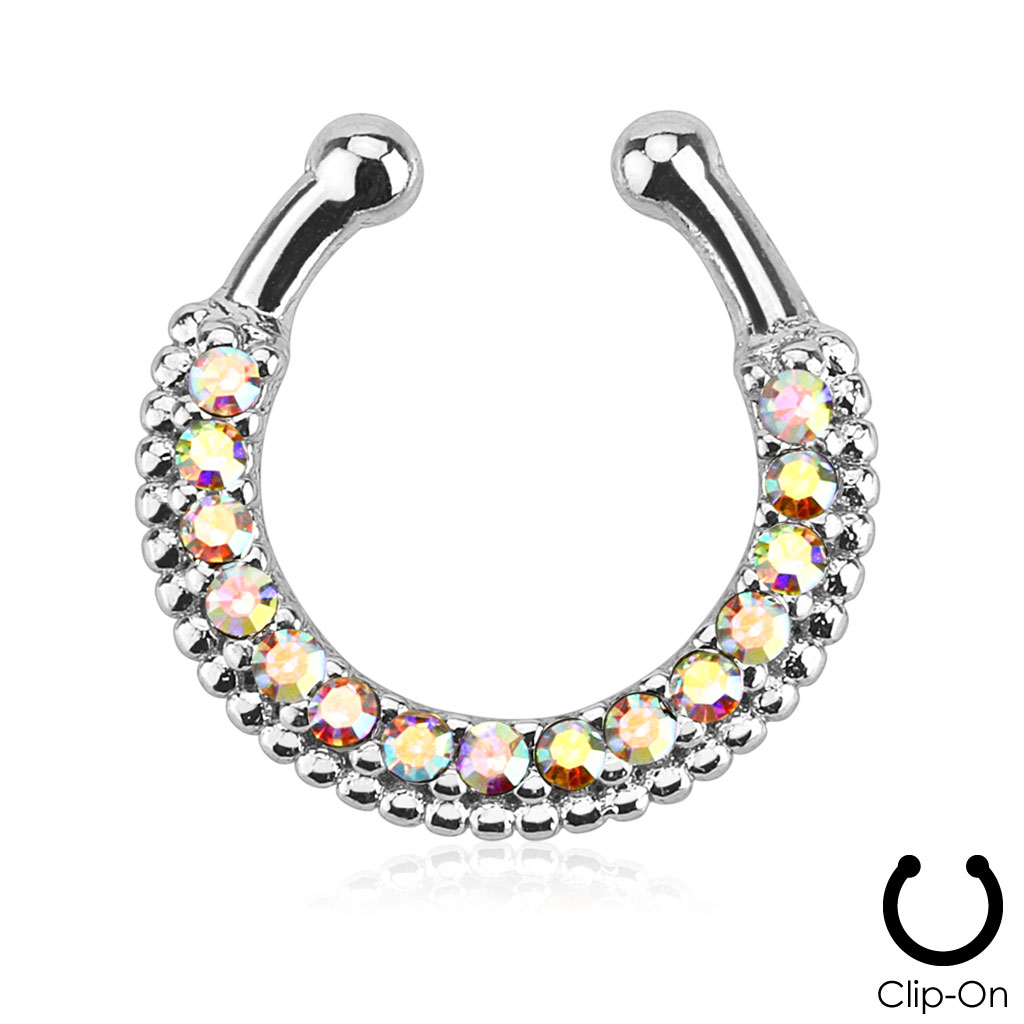 Fake Septum Ring with CZ Gems - Image 3