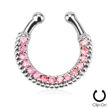 Fake Septum Ring with CZ Gems - Image 2