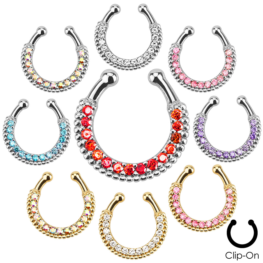 Fake Septum Ring with CZ Gems
