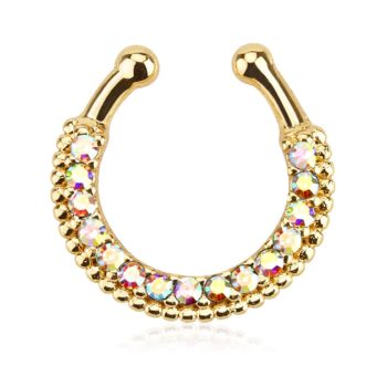 Fake Septum Ring with CZ Gems - Image 7