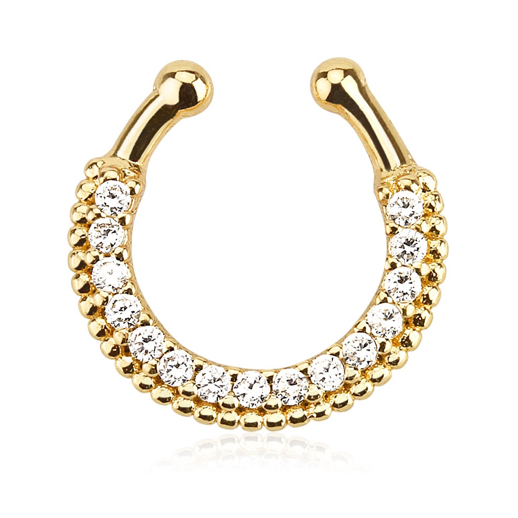 Fake Septum Ring with CZ Gems - Image 8