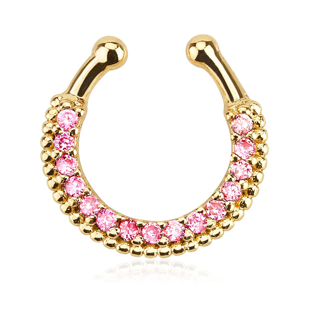 Fake Septum Ring with CZ Gems - Image 6