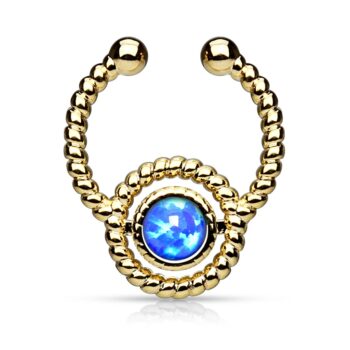 Steel Roped Fake Septum with Synthetic Opal Hanger