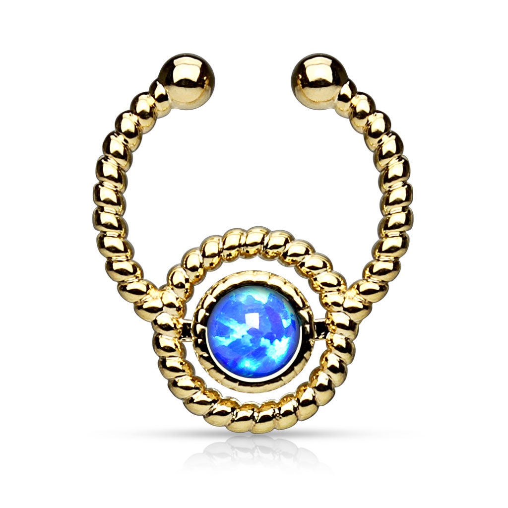 Steel Roped Fake Septum with Synthetic Opal Hanger